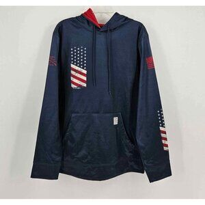 Buckhorn River DBL BR Ranch American Flag Hood Pullover Sweatshirt Grung Style M